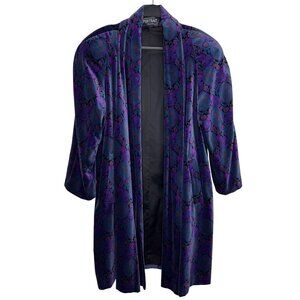 VTG Maximalist 1980s Purple Kaleidoscope Velour Coat Shoulder Pads Movie Set XL